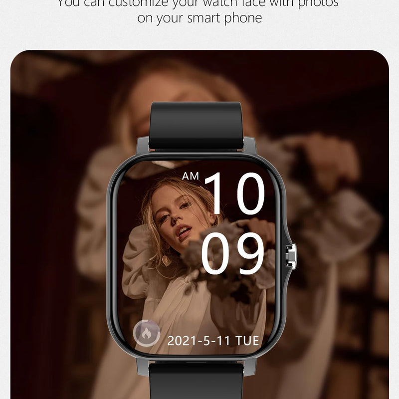 Smart watch with full touch screen, call, message reminder, music control and other functions, compatible with iPhone/android mo