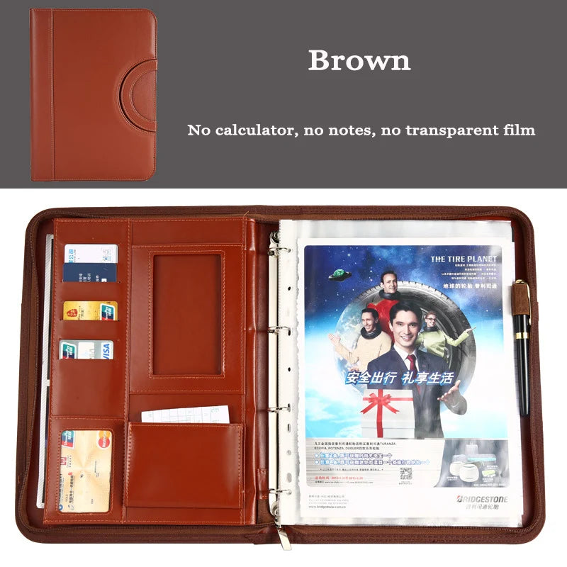 A4 Fichario Binder Document File Folder Ring Cabinet Case Manager Padfolio Business Organizer Holder Zipper Office Briefcase Bag