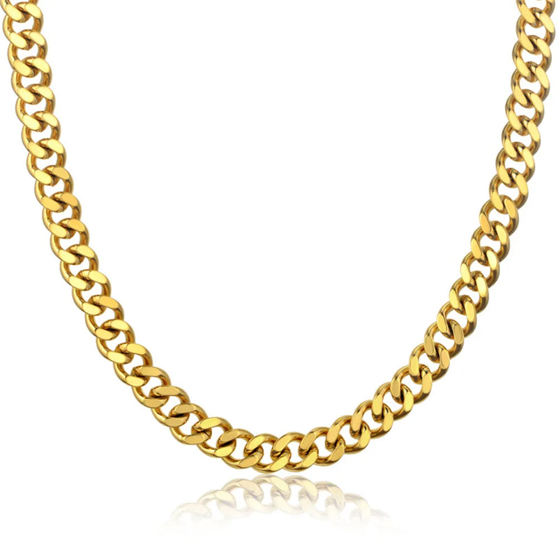 Hiphop Heavy Cuban Link Chains Necklaces Male Gold Color Stainless Steel Long Neck Necklace For Men Women Jewelry 2023 Collares