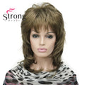 Lady Women Blonde With Dark Root Medium Length Cascaded Layers Synthetic Hair Full Wig for women