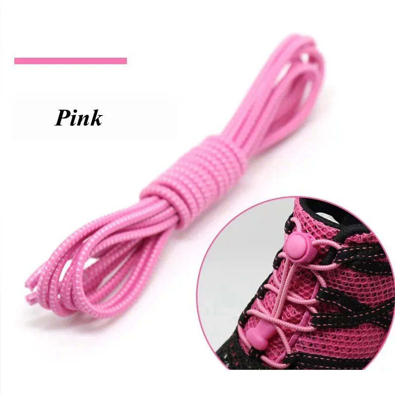 1 Pair 22 Colors Elastic Hiking Shoelaces Round Locking No Tie Shoe Laces Kids Adult Quick Lazy Laces Rubber Sneakers Shoelace