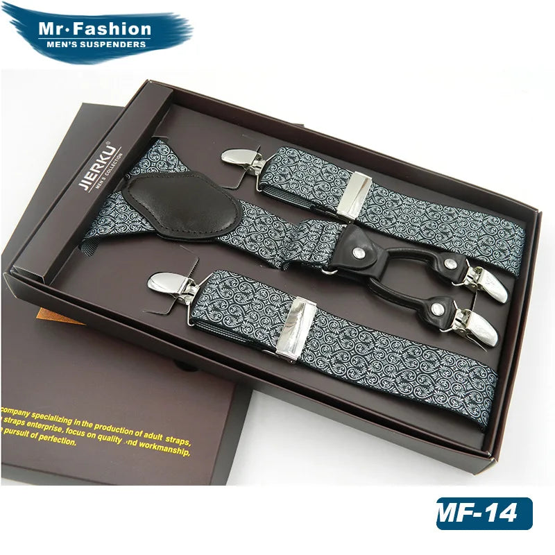 Man Suspenders Fashion Braces Adjustable 4 Clips Leather Belt Strap Tirante Trousers Suspensorio Father - Visuel 10 | SAMAG