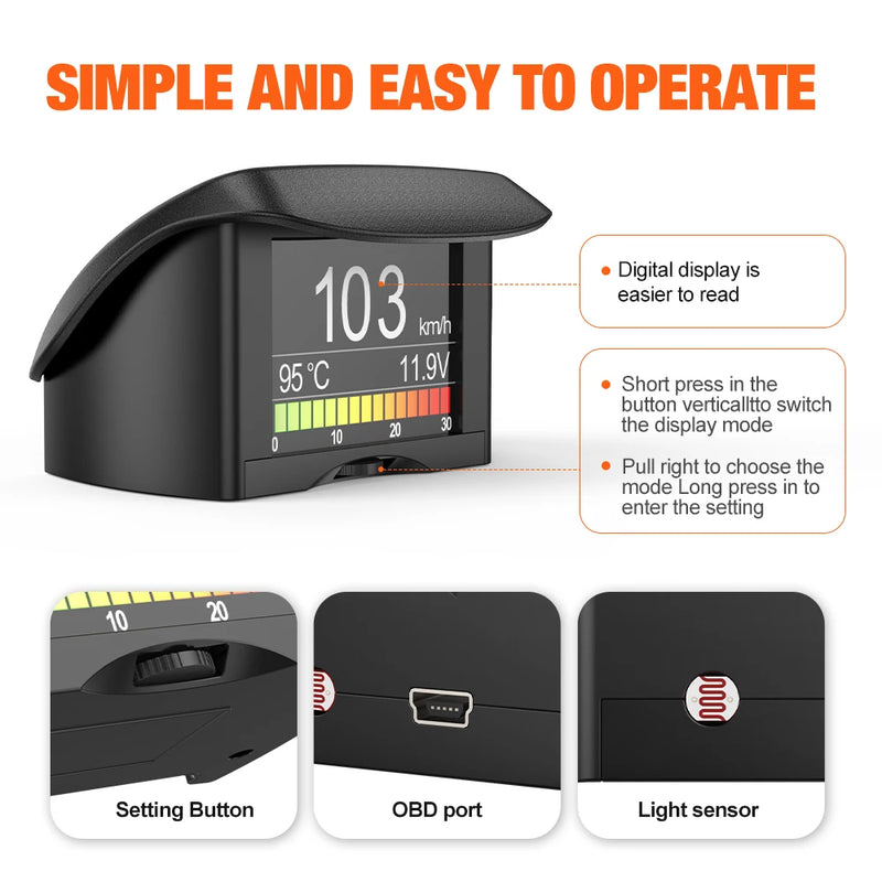 ANCEL A202 On-board Computer Car Digital Computer Display Speed Fuel Consumption Temperature Gauge OBD2 Automobile Scanner
