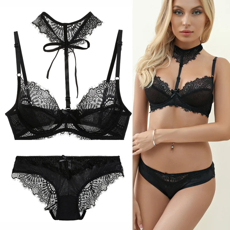2021 New Embroidery Women Bra Sets Lace Push Up Underwear Brief 34/75 36/80 38/85 40/90 42/95 44/100 BCDE Cup Plus Size Lingerie