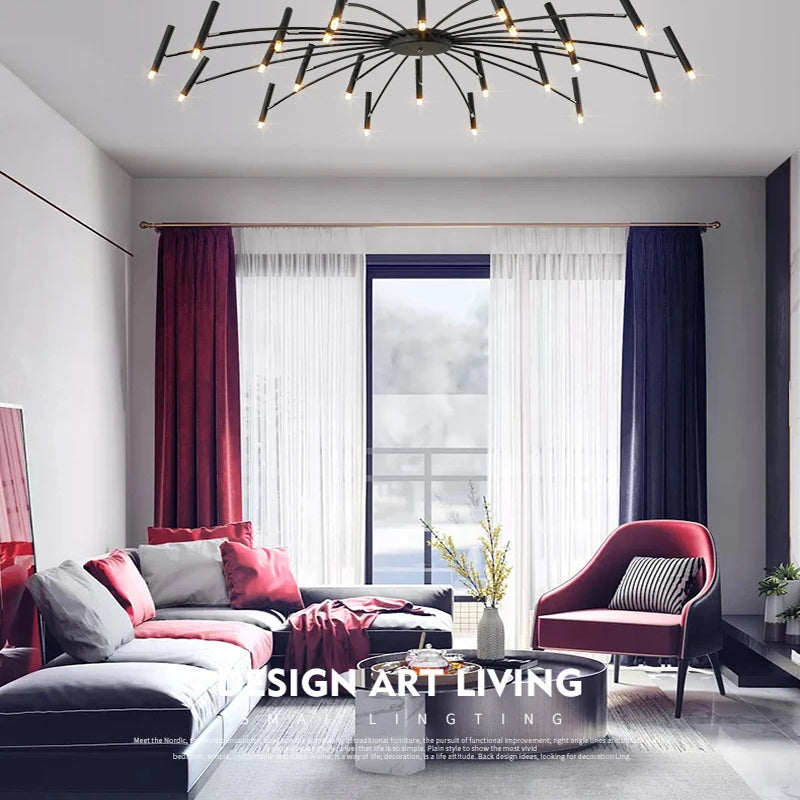 Black Chandelier Living room Foyer Hotel Large Chandelier Indoor Nordic Post Modern Loft Industiral Vintage Chandelier Lighting