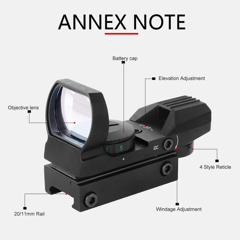 Hot 20mm Rail Riflescope Hunting Optics Holographic Red Dot Sight Reflex 4 Reticle Scope Collimator Sight
