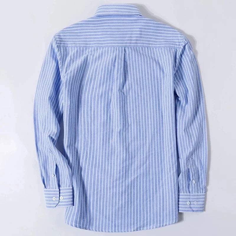 S~6XL Cotton Oxford Shirt For Men's Long Sleeve Plaid | SAMAG