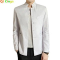 2026 New Men's Black Blazers Coat, Masculino Single Breasted Stand Up Collar Men Long-Sleeved Terno Jacket, Blue Red Overcoat