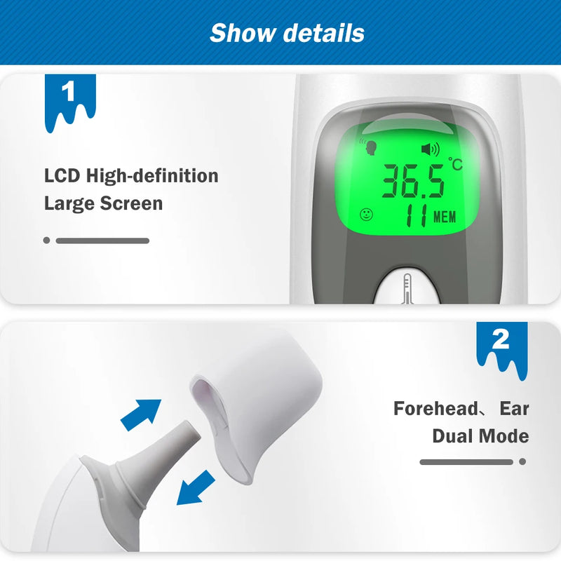 Cofoe 2 in 1 Digital Forehead & Ear Thermometer Non-Contact Medical Thermometer Baby/Adult  ±0.1℃ Temperature precise Measure