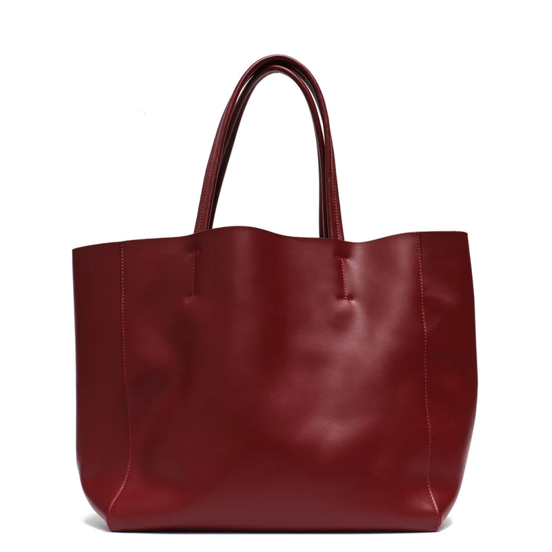 SC Luxury Brand Cow Leather Tote Bags Designer Cowhide Handbags Women Shoulder Bags Fashion Female Large Capacity Liner Bag