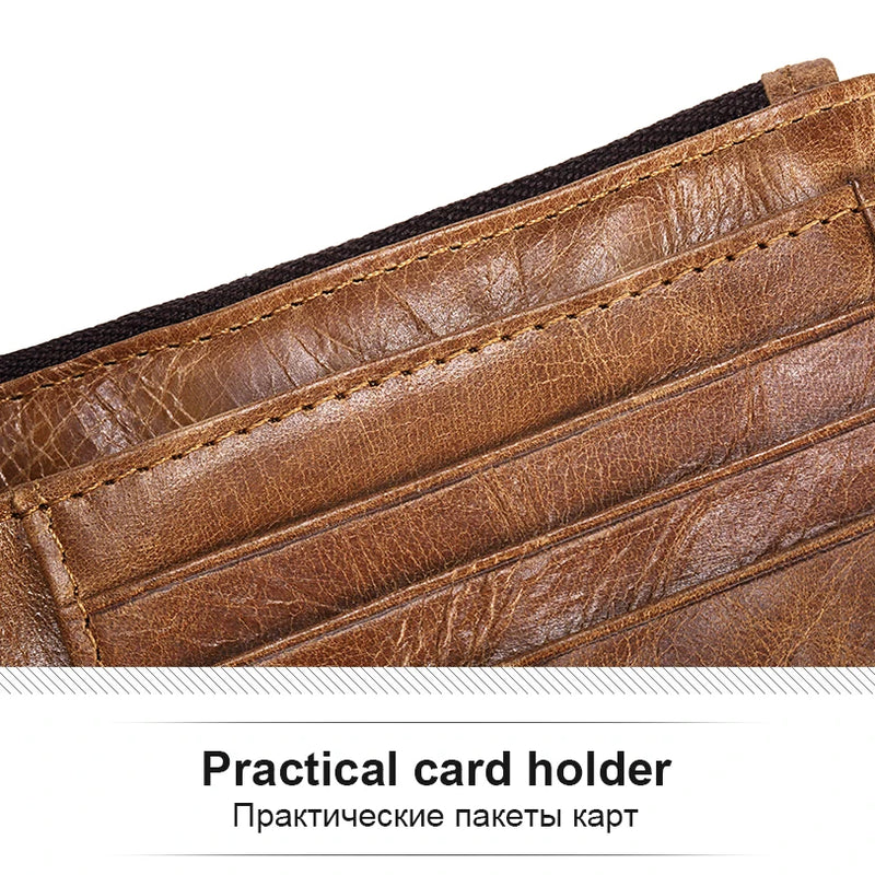 KAVIS Crazy Horse Genuine Leather Wallet Men Coin Purse Male Cuzdan Walet Portomonee PORTFOLIO  Perse Small Pocket money bag