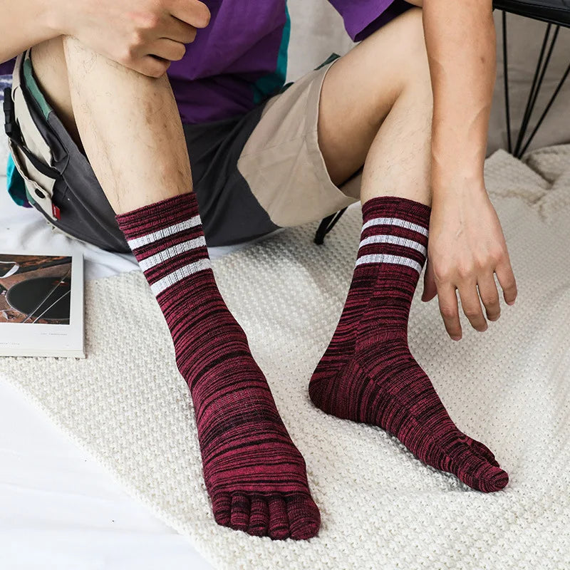 Pairs Man Toe Sport Socks Short Cotton Striped Colorful | SAMAG