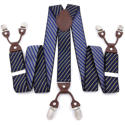 Mens Fashion Suspenders Adjustable Elastic Trouser Braces 3.5cm Wide Y - Back 6 Metal Clips Strap Belt Husband Father | SAMAG