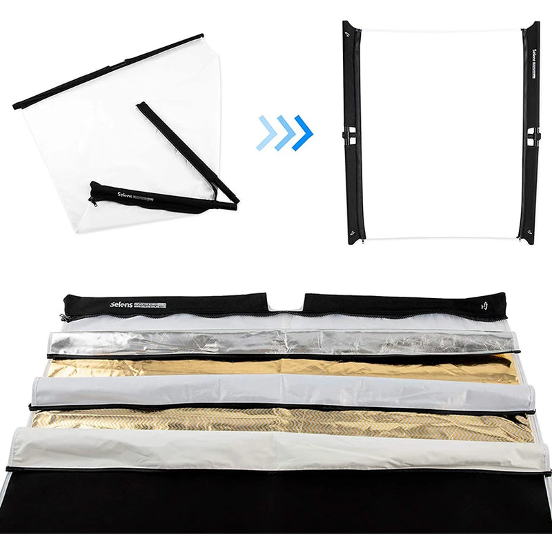 Selens 7-In-1 Reflector Set Foldable Photography Light Reflective Screen + Aluminium Stand + Bag For Photography Studio