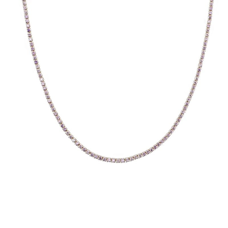 ANDYWEN 925 Sterling Silver 1.5mm Tennis Zircon Charm Long Chain Necklace Rock Punk Fashion Fine Jewelry Gift Wedding Party