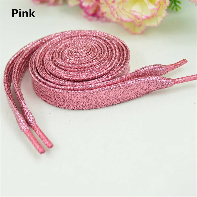 1 cm Width Colorful Lurex Shoelaces Trendy Bright Colorful Fall Winter Shoelaces Sneaker White Casual Sports Leather Shoes Laces