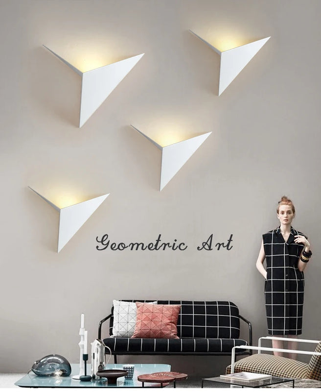 Creative Triangle Wall Lamp Nordic Led Wall Light Living Room Background Bedside Lamps Stairs Indoor Bra Wall Sconce Lighting