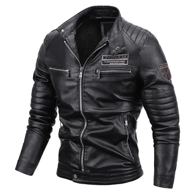 Maxulla Winter Men's PU Jackets Casual Man Warm Motorcycle Leather Jacket Male Slim Fit Windbreaker Biker Leather Coats Clothing