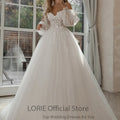 LORIE Glitter Wedding Dresses Puff Sleeve Appliques Lace - View 6 | SAMAG