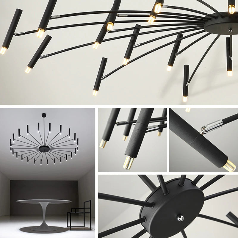 Black Chandelier Living room Foyer Hotel Large Chandelier Indoor Nordic Post Modern Loft Industiral Vintage Chandelier Lighting