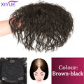 XIYUE Natural Black Brown Hair Topper With Bangs Clip In Hair Extensions Hairpieces Heat Resistant Fiber For Women