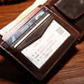 GENODERN Cow Leather Men Wallets with Coin Pocket Vintage Male Purse RFID Blocking Genuine Leather Men Wallet with Card Holders