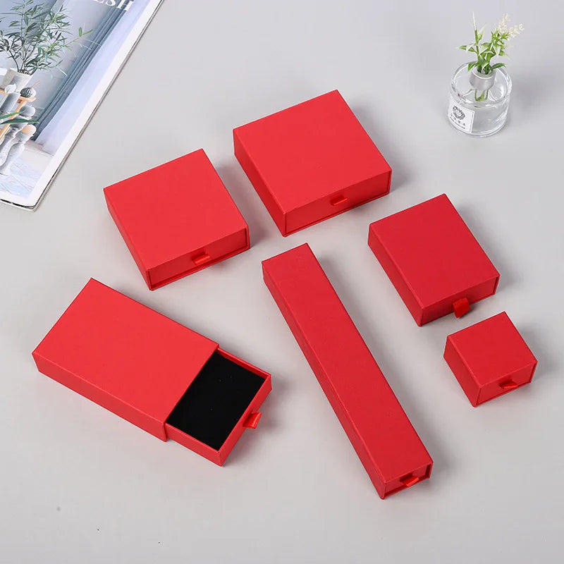 12pcs Drawer Jewelry Box Ring Necklace Box Black Earring Bracelet Jewelry Organizer Packing Display Jewelry Boxes and Packaging