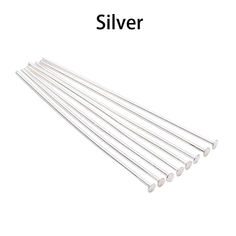 100-200pcs/bag 20 25 30 40 50 60 mm Flat Head Pins Gold/Copper/Rhodium Headpins For Jewelry Findings Making DIY Supplies