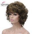 StrongBeauty Short Wig Soft Tousled Curls Blonde Highlights Full Synthetic Wigs COLOUR CHOICES