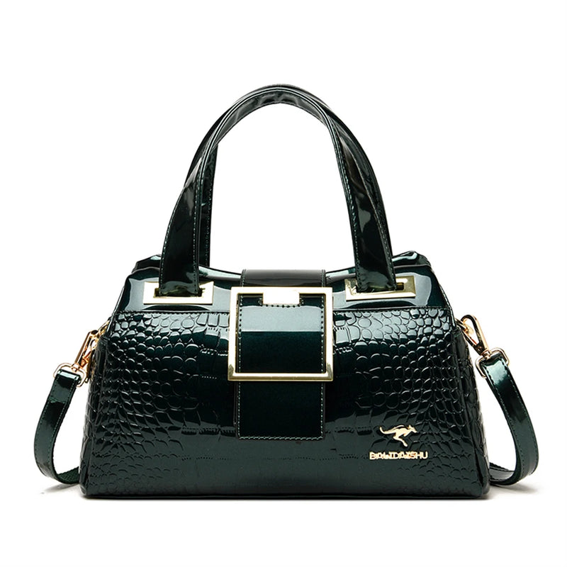 2 Layer Large Capacity Tote Bag Luxury Handbags Women Bags Designer Crocodile Pattern Ladies Boston Shoulder Bag High Quality