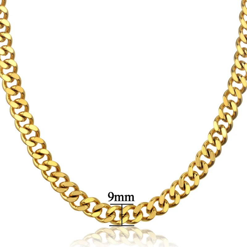 Hiphop Heavy Cuban Link Chains Necklaces Male Gold Color Stainless Steel Long Neck Necklace For Men Women Jewelry 2023 Collares