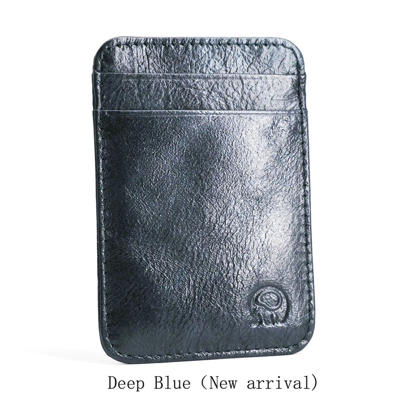 Fashion 100% Genuine Leather Thin Bank Credit Card Case Mini Card Wallet Men Bus Card Holder Cash Change Pack Business ID Pocket