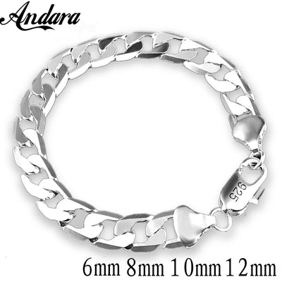 925 Sterling Silver Color Bracelet Sideways 6MM8MM10MM Men&Women Jewelry | SAMAG