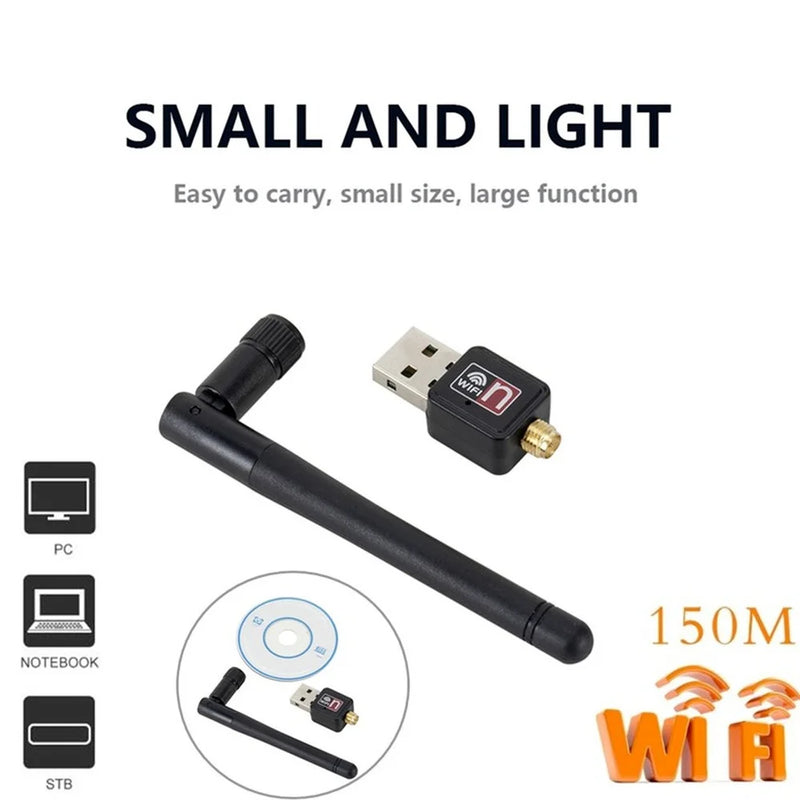 PzzPss 150Mbps USB 2.0 WiFi Wireless Network Card 802.11 b/g/n LAN Adapter With Rotatable Antenna For - Visuel 3 | SAMAG
