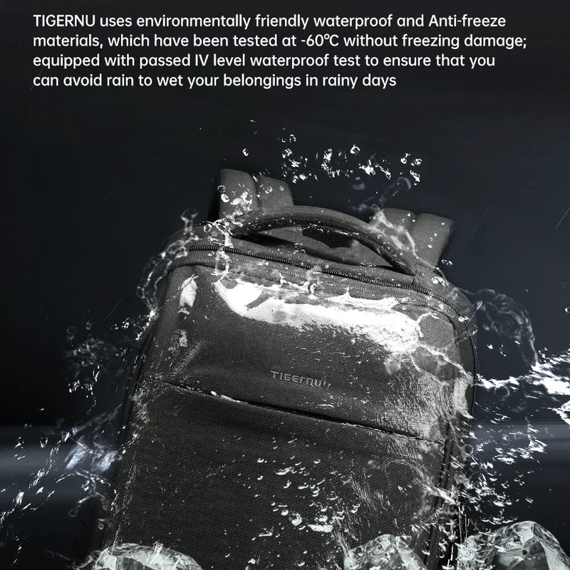 Tigernu Men's Backpack Fashion Travel Backpacks Male Anti Theft USB Charging 15.6 Laptop Backpack Waterproof School Bags For Men