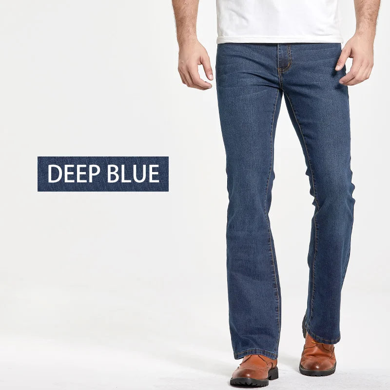 Men's Boot Cut Jeans Slightly Flared Slim Fit Blue Black | SAMAG
