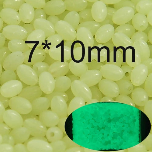 INFOF 100-500pcs/lot Soft Egg Beads Fishing Stop Luminous Oval Rubber Stopper Night Fly Fishing Accessories pesca