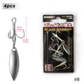 Hunthouse Treble Fishing Hook With Spoon 4# 6# 8# For Hard Lure 3X Strong 4pcs/lot Hight Carbon Steel Accessories