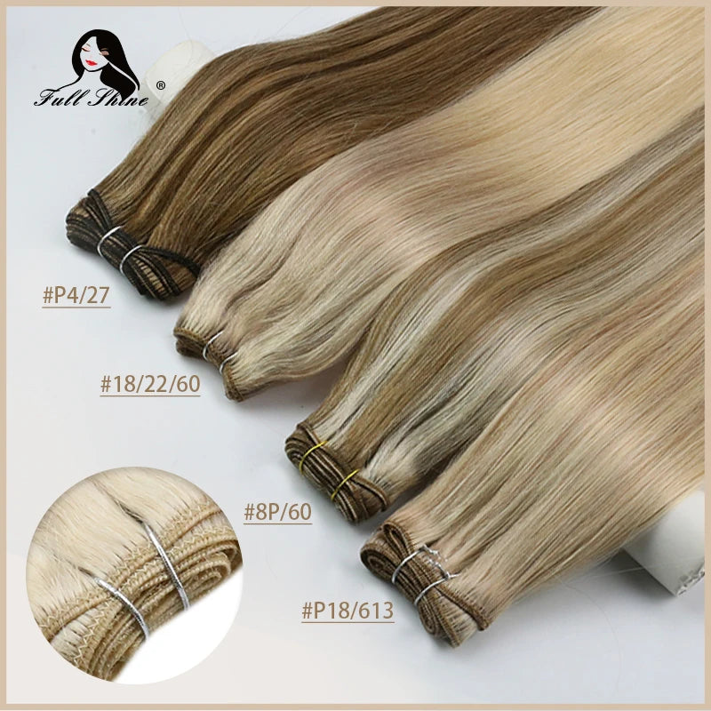 Full Shine Human Hair Weft Extensions Hair Bundles 100g Ombre Blonde Color Sew in Silky Straight Remy Skin Double Weft For Salon