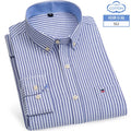 S~6XL Cotton Oxford Shirt For Men's Long Sleeve Plaid | SAMAG