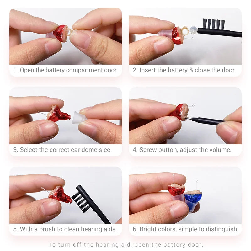 Hearing Aid Invisible Adjustable Wireless Hearing Aids Mini CIC Left/Right Ear Sound Amplifier For Adults Elderly Severe Loss
