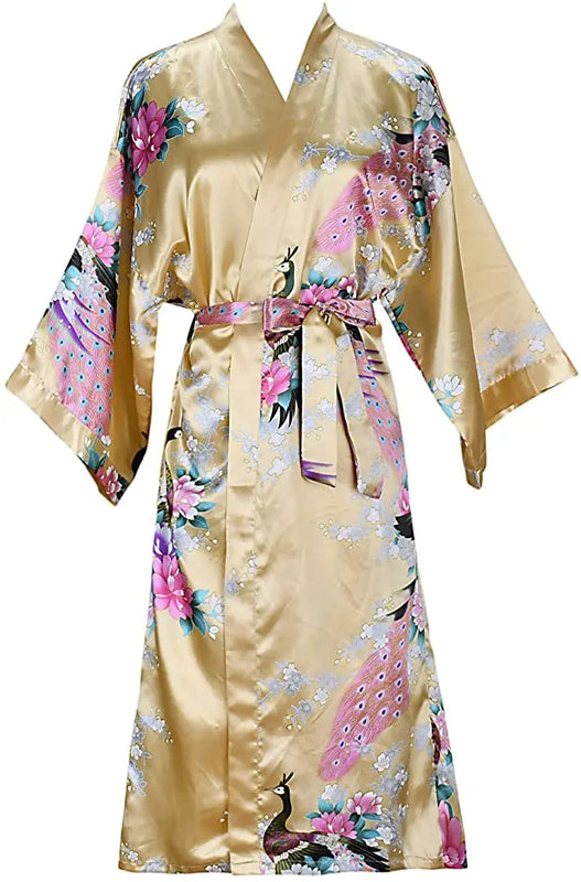 Silk Satin Wedding Bride Bridesmaid Robe Floral Bathrobe | SAMAG