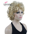 StrongBeauty Short Wig Soft Tousled Curls Blonde Highlights Full Synthetic Wigs COLOUR CHOICES