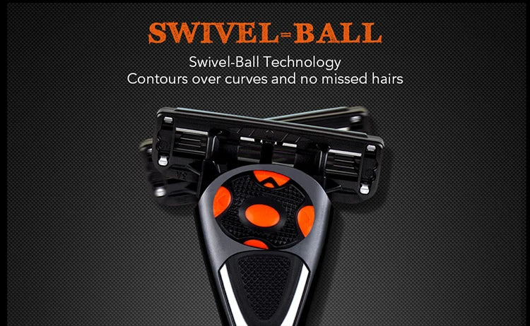 Qshave Black Spider New 6 Blade Razor Shaver for Man (1pc Handle, 2pc Germany X6 Blade)