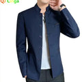 2026 New Men's Black Blazers Coat, Masculino Single Breasted Stand Up Collar Men Long-Sleeved Terno Jacket, Blue Red Overcoat