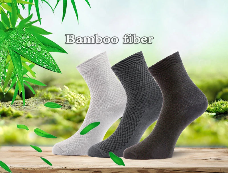 10 Pairs High Quality Bamboo Fiber Men's Socks Business Breathable Deodorant Compression Socks Men Long Big Size EUR 38-46
