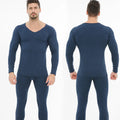 Men's Thermal Underwear Autumn Winter Long Johns Thermal Underwear Tops and Bottoms Set V-Neck Seamless Underwear for Man