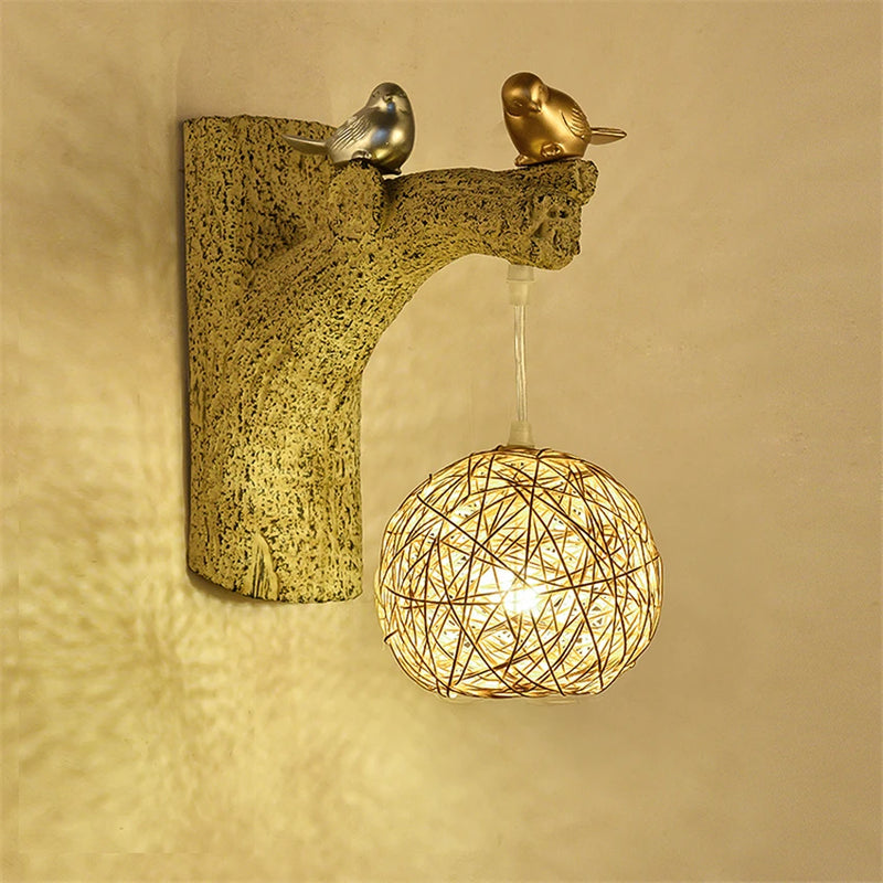 Creative Bird Branches Decorate Retro Wall Lamps Art Living Room Bedroom Aisle Balcony Stair Sconces Wall Lights Chinese Style