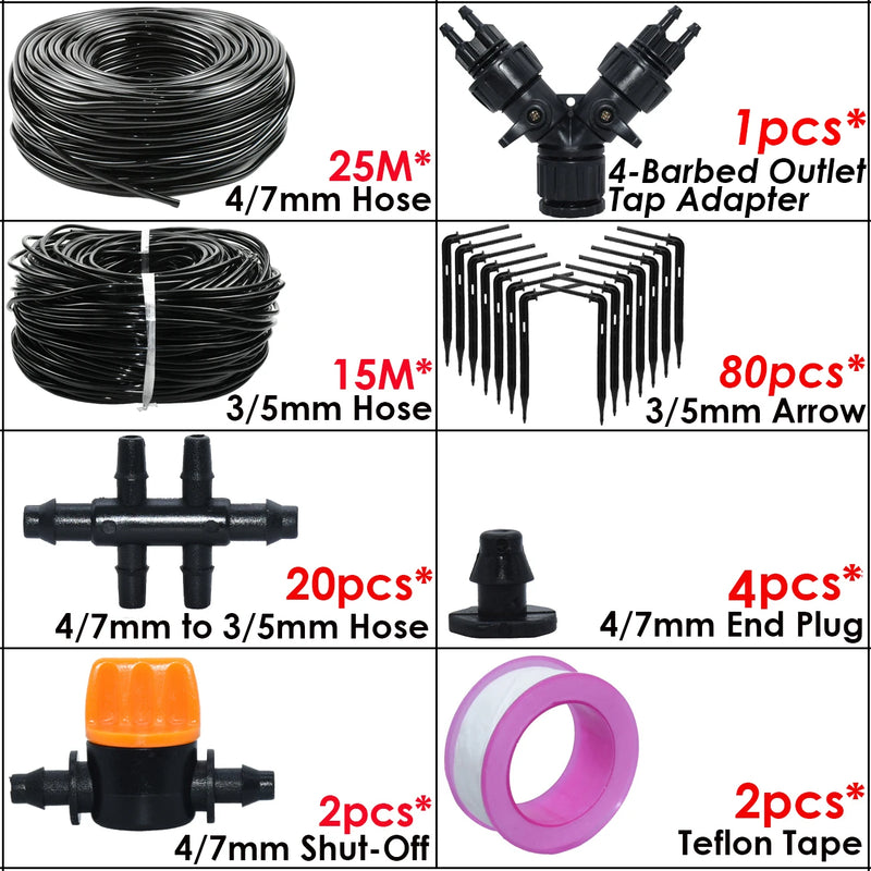KESLA Garden Automatic Watering Irrigation Kit Elbow Emitter Drip System 4/7MM to 3/5MM Hose for Bonsai Potted Flower Greenhouse