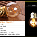 Retro Dimmable LED Edison Bulb E27 3W Gold Spiral Filament ST64 G125 Ampoule LED Lamp Incandescent Chandelier Decorative Lightin